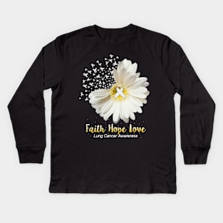 Faith Hope Love Tshirt Lung Cancer Awarenesss Kids Long Sleeve T-Shirt